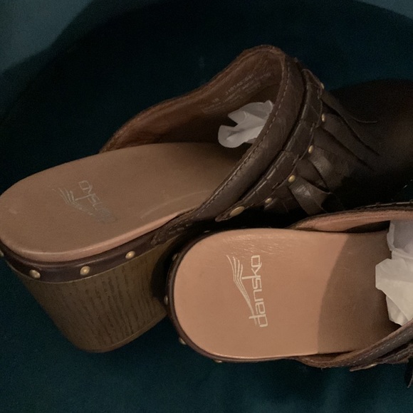 Dansko demi fringe brown Leather clogs size 38 - Picture 4 of 7